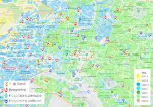 Mapa Guadalajara NSE y farmacias Benavides vs Dr. Simi