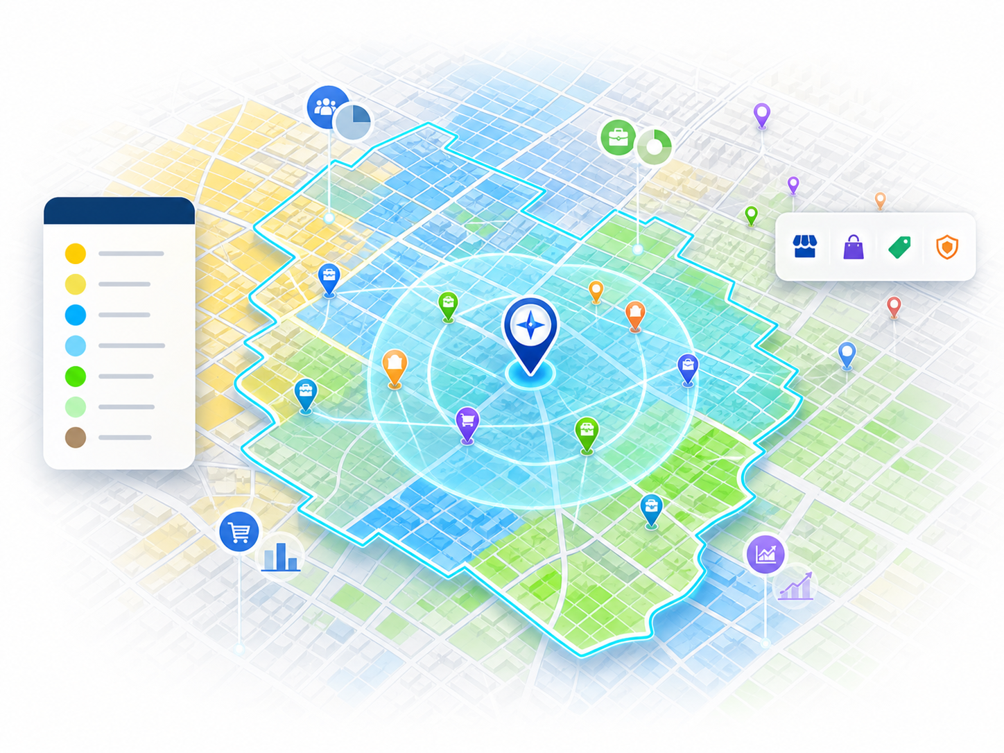 Color_Layer_Map Drugstores and hospitals Map in Guadalajara, Jalisco, MktCompass. Carte des pharmacies et hôpitaux à Guadalajara, Jalisco, MktCompass